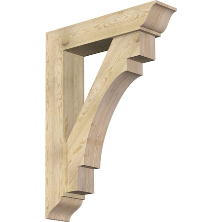 Ekena Millwork Merced Traditional Rough Sawn Bracket w/ Offset Brace, Douglas Fir, 8"W x 36"D x 48"H BKT0806X36X48MRC01RDF